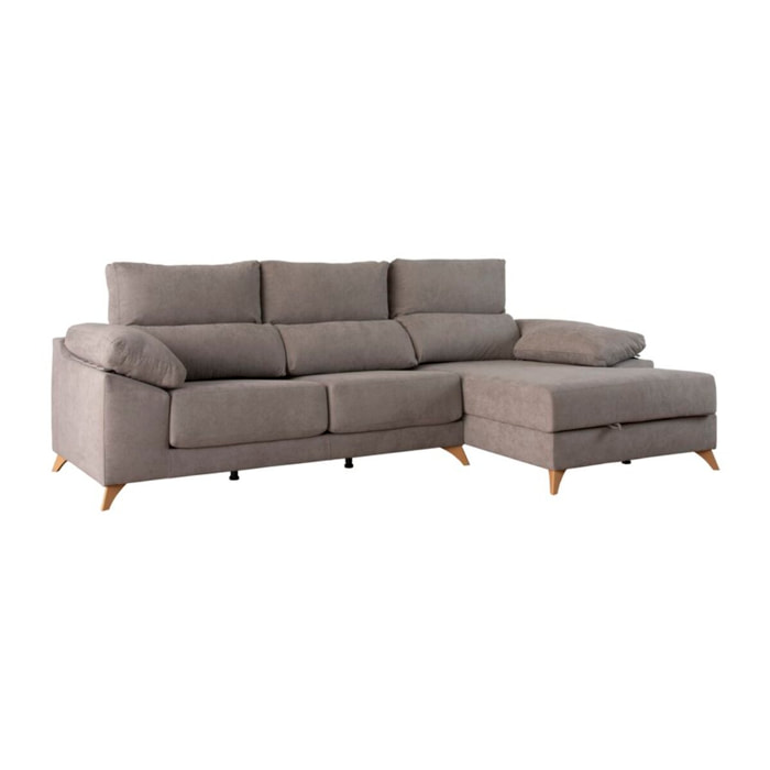 Canapé d'angle Dandy -textile, mousse pu, bois et panneau de particules-couleur gris 295 x 103 x 170 cm