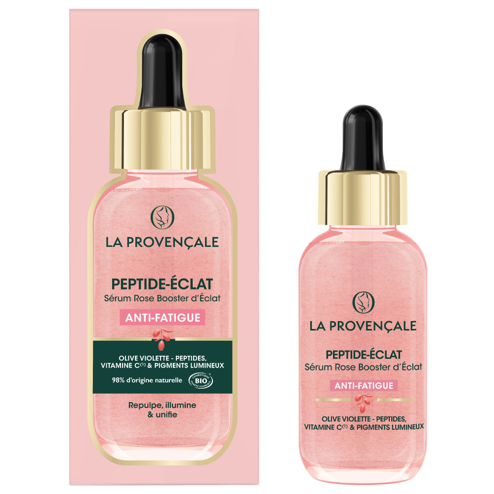 La Provençale Peptide-Eclat - Sérum Rose Booster d'Eclat Anti-fatigue - Olive violette - Peptides, Vitamine C* & Pigments lumine