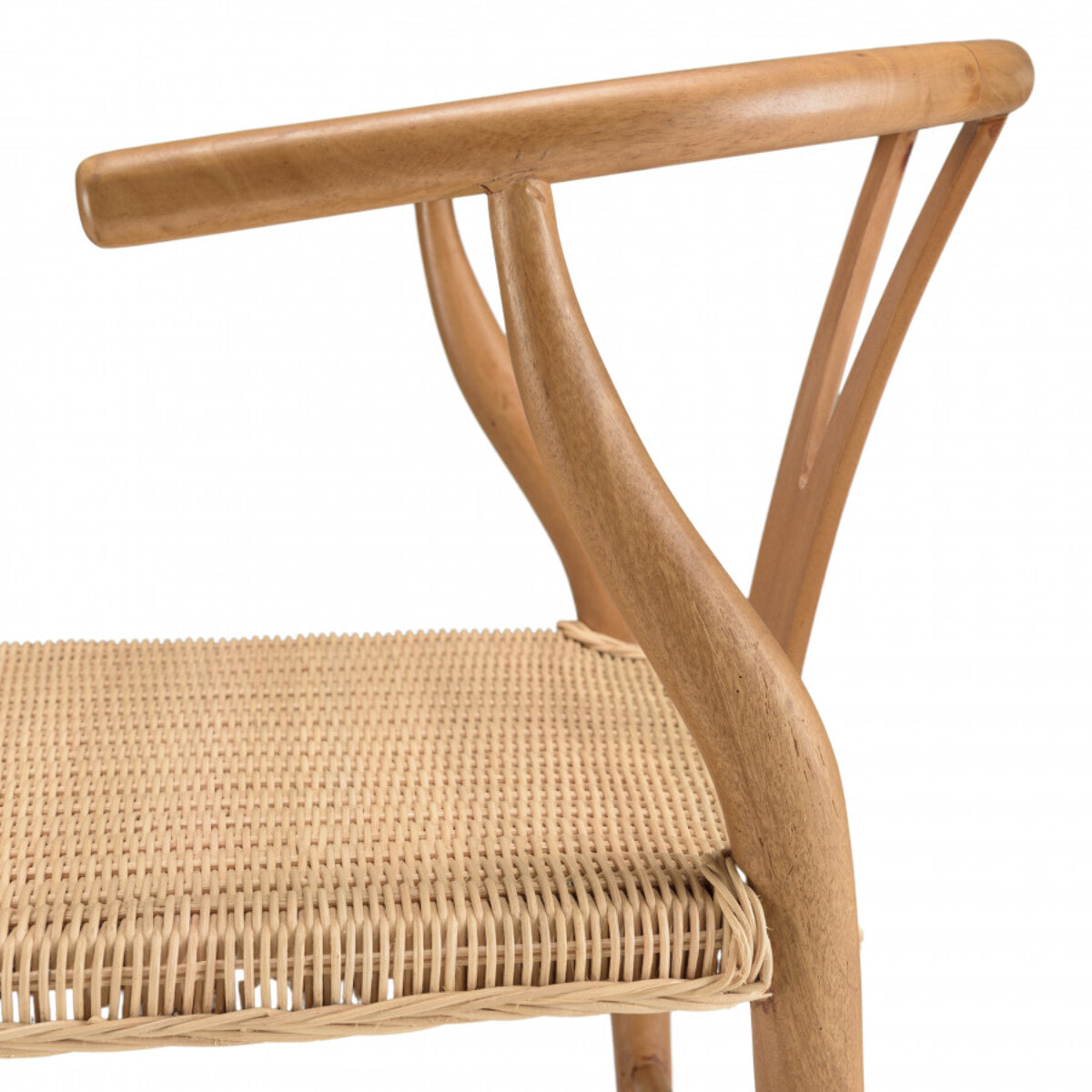 WILL - Chaise en bois de mahogany, dossier arrondi et assise en rotin