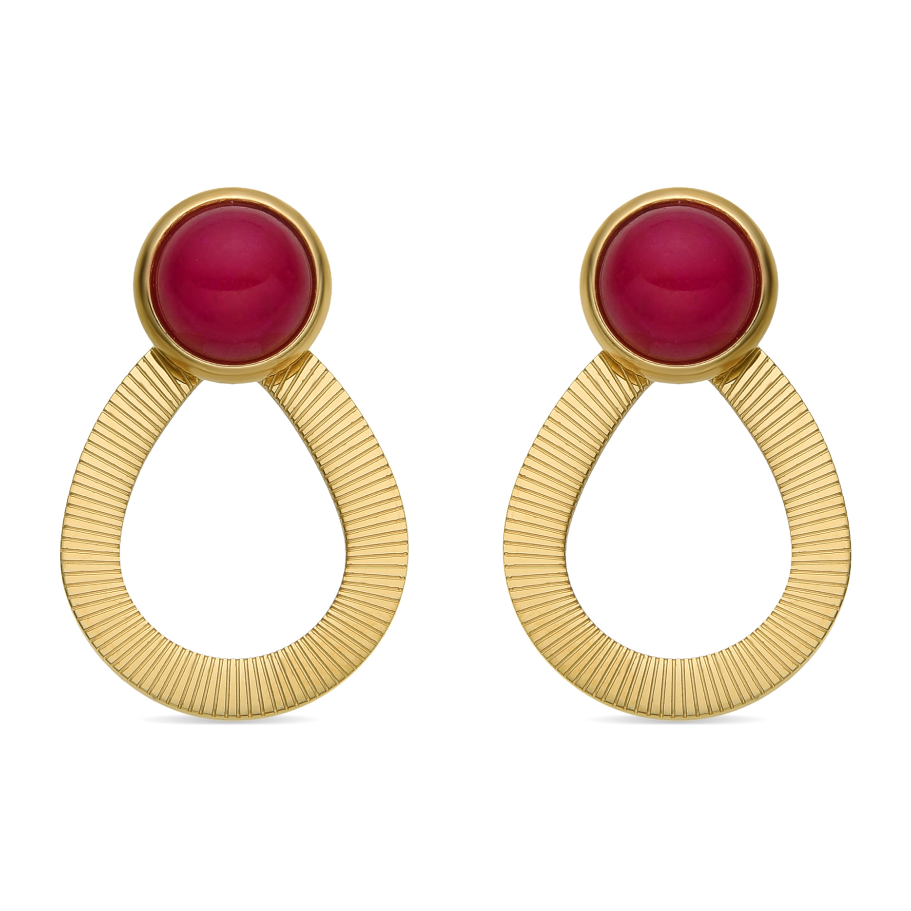 Pendientes con Agata Rosa acabado oro 18k