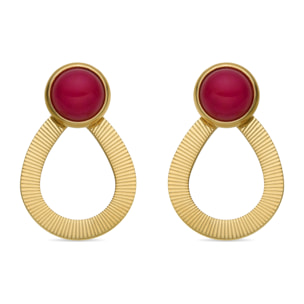 Pendientes con Agata Rosa acabado oro 18k