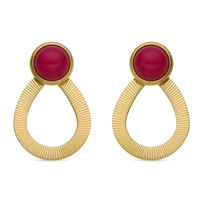 Pendientes con Agata Rosa acabado oro 18k