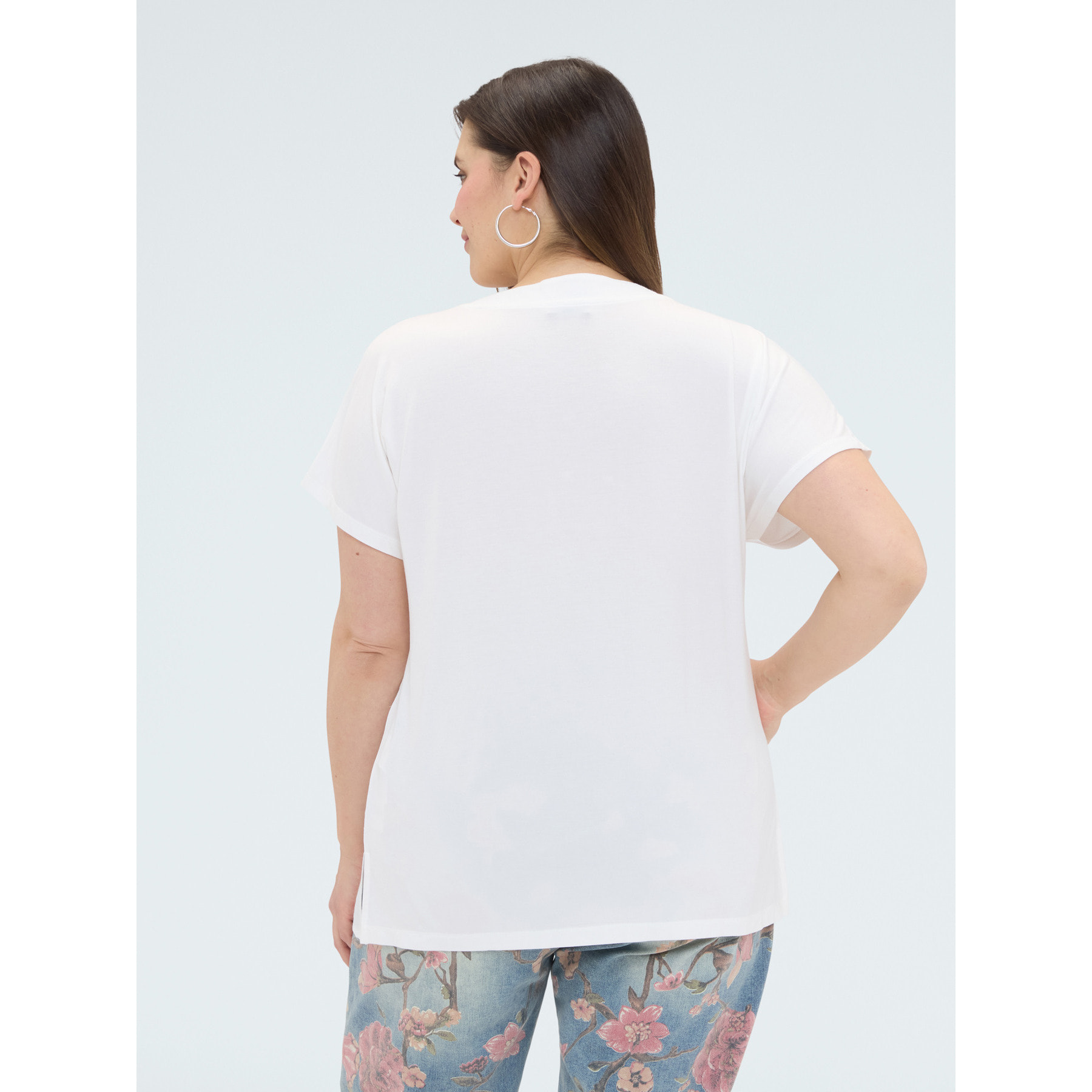 Fiorella Rubino - T-shirt in viscosa con dettaglio perle - Bianco