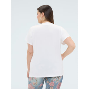Fiorella Rubino - T-shirt in viscosa con dettaglio perle - Bianco