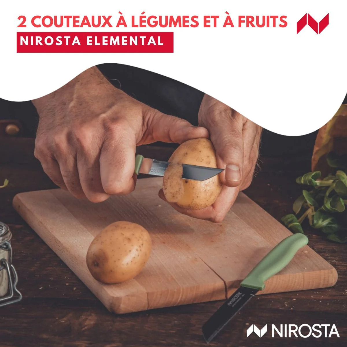 Set de 2 couteaux à légumes 19 cm Nirosta Elemental