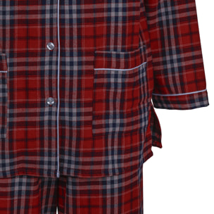 PIGIAMA DONNA donna flanella invernale quadro rosso blu e bianco