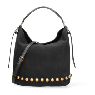 Borsa a spalla da donna Made in Italy - Modello Seraphina Plus - Pelle scamosciata - 31.0 x 31.0 x 15.0 cm