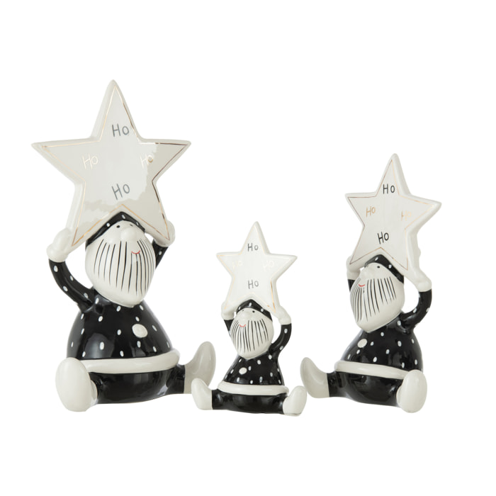 J-Line figurine Père Noël Assis Etoile Hoho - céramique - noir/blanc - large