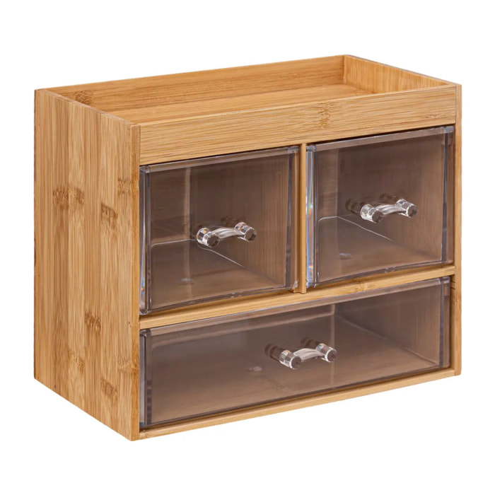 Boîte organiseur 3 tiroirs transparents Selena bambou