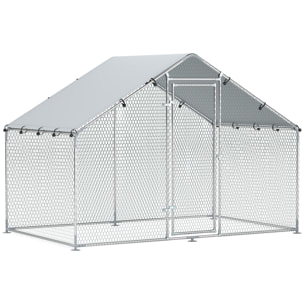 Gallinero para Exterior Gallinero de Acero Galvanizado con Cubierta Anti-UV e Impermeable Jaula para 5-8 Gallinas Plata