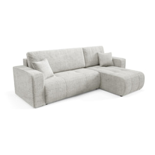 AURORE - Canapé d'angle droit 3 places en tissu texturé gris