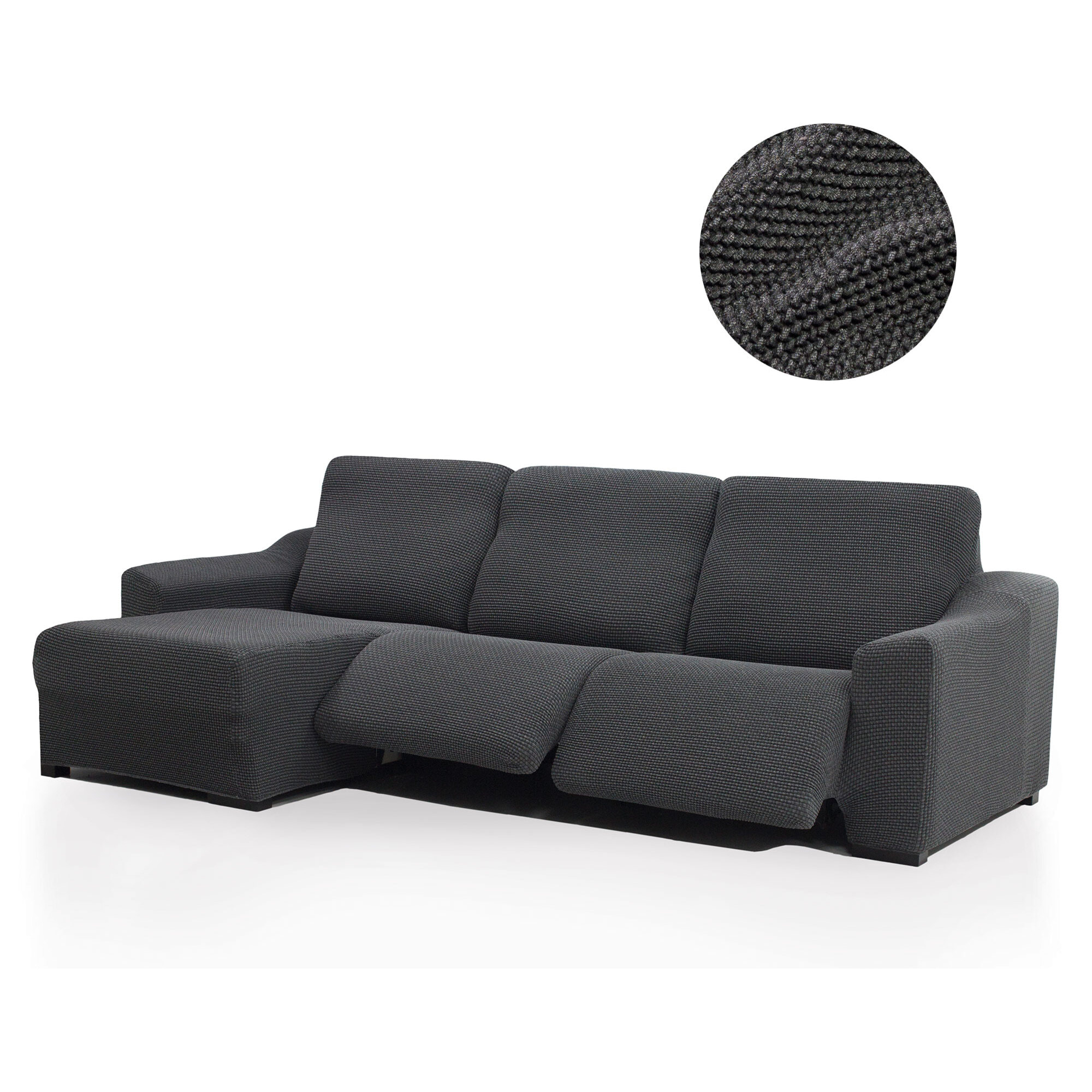Funda para Chaise Longue izquierda (visto de frente ) brazo corto SÚPER ELÁSTICA con RELAX modelo HELENA
