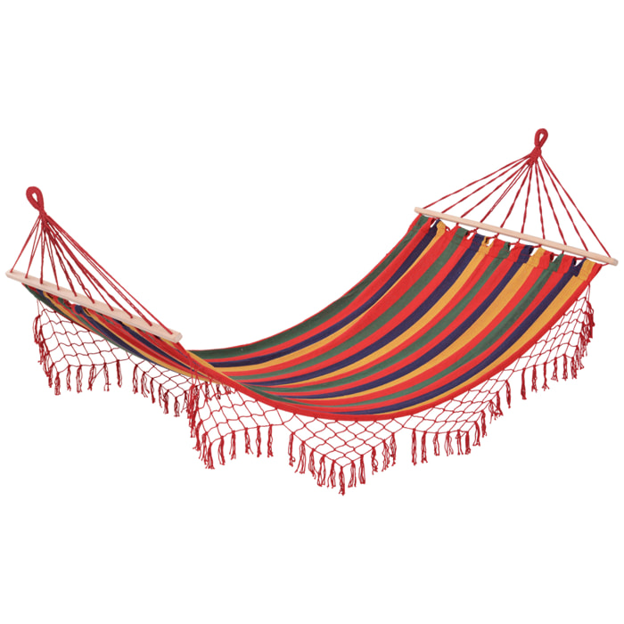 Hamaca de Jardín 200x100 cm Hamaca Colgante con Travesaños de Madera Carga 120 kg para Patio Terraza Balcón Camping Multicolor
