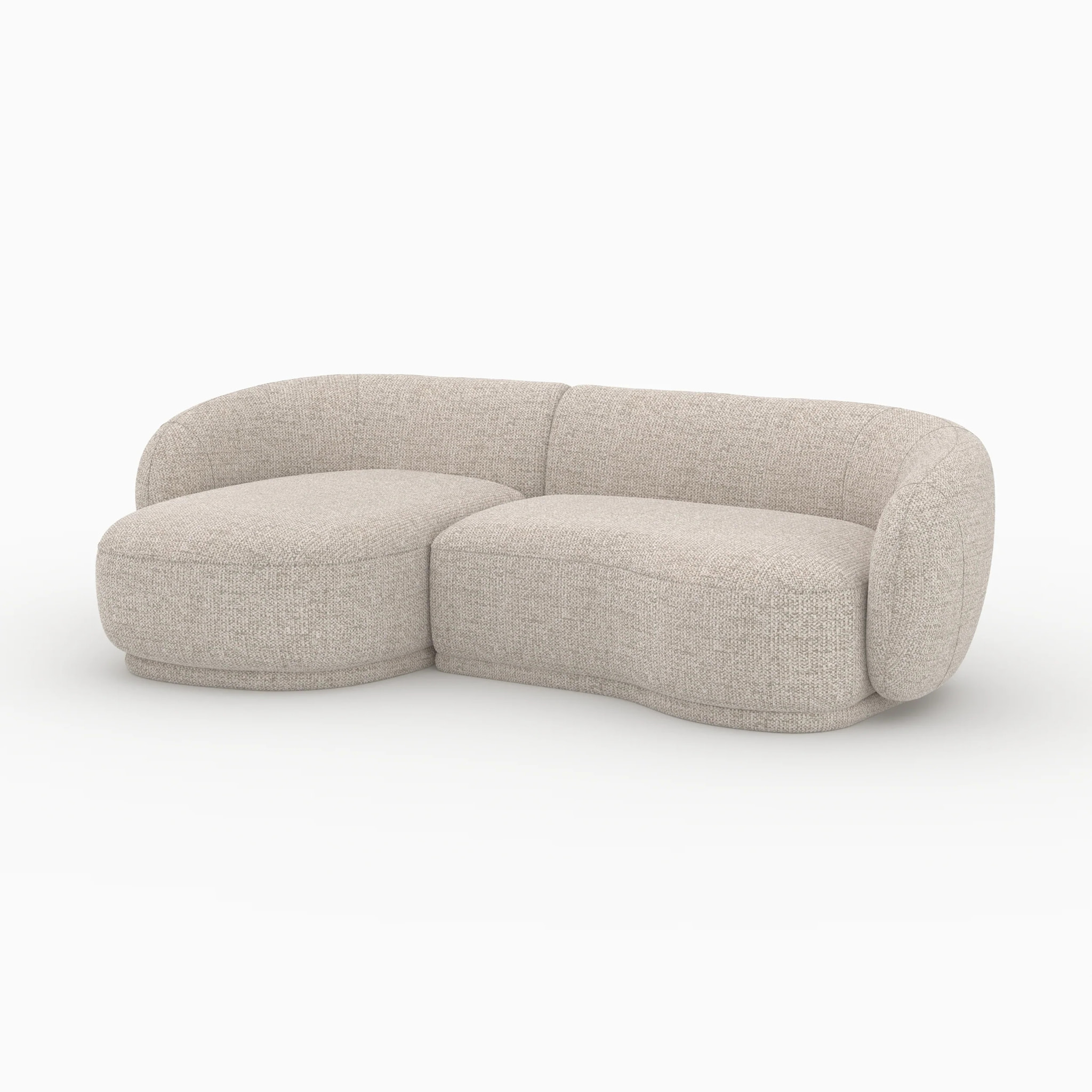 Canapé d'angle modulable 4 places en tissu beige chiné - Nova