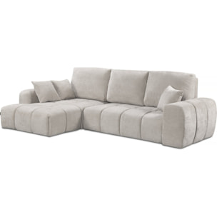 Canapé d'angle gauche convertible en tissu chenille "Verneuil" - 3 places - Beige