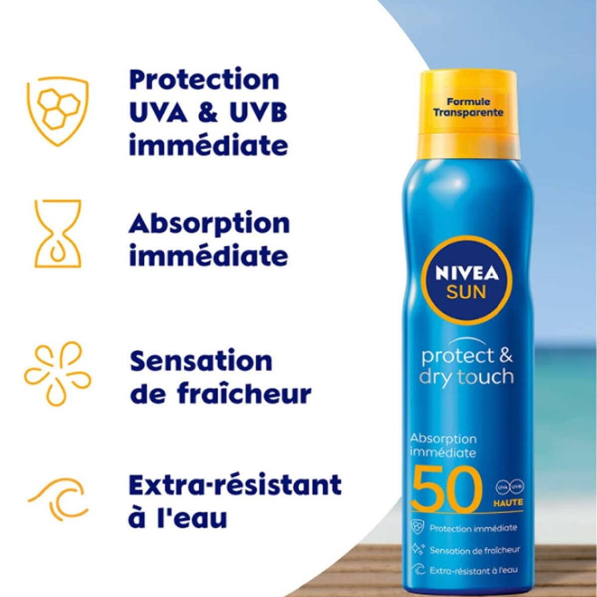 Pack de 2 - Protection Solaire Brume NIVEA SUN FPS 50 PROTECT & DRY TOUCH 200ml