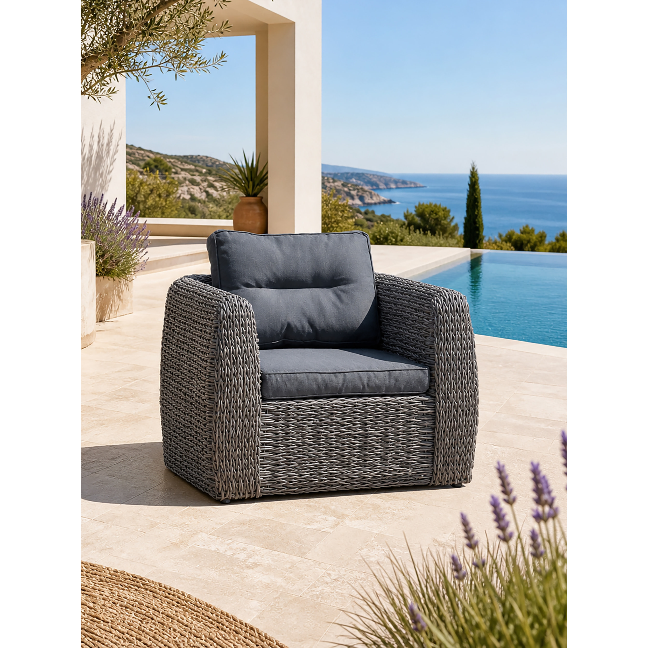 BAHAMAS - Fauteuil de jardin en résine tessée