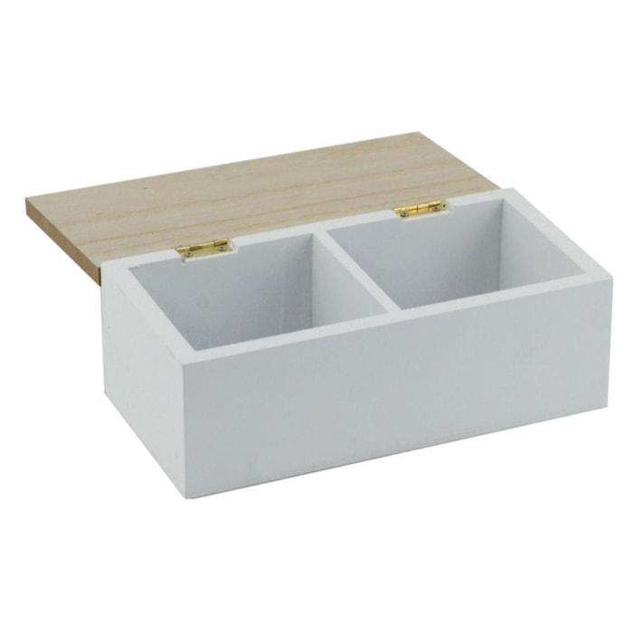 Scatola portathe iside in legno rettangolare 2 scomparti cm20x10h7