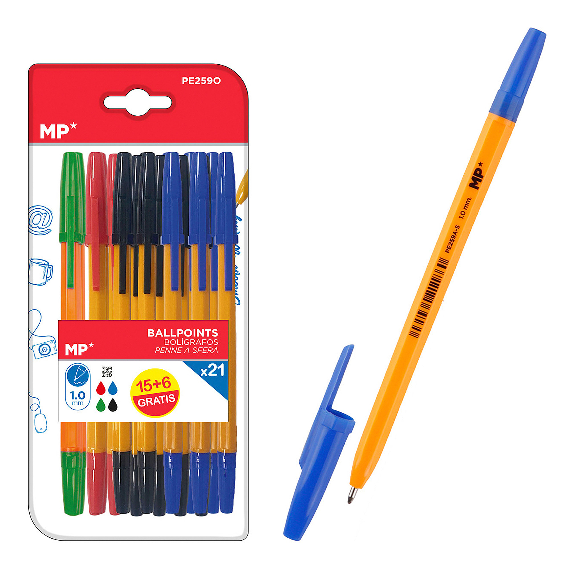 SET BOLÍGRAFOS SOFT PUNTA 1.0 mm 21 Uds.