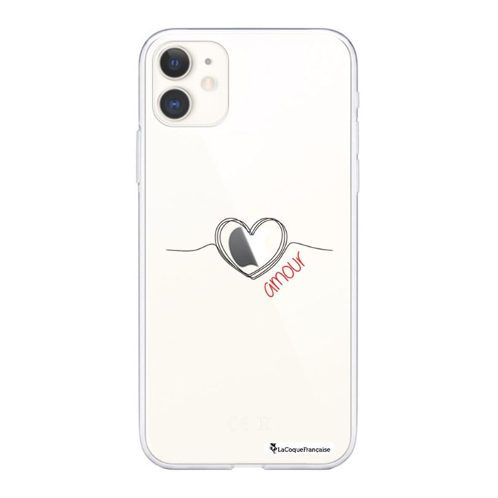 Coque iPhone 11 silicone transparente Coeur Noir Amour ultra resistant Protection housse Motif Ecriture Tendance La Coque Francaise