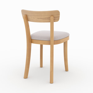 Lot de 2 chaises en bois et tissu beige - Keno