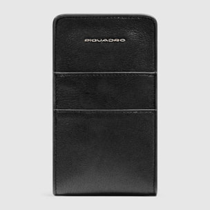 Piquadro Porta telefono da collo in pelle con porta carte di credito
