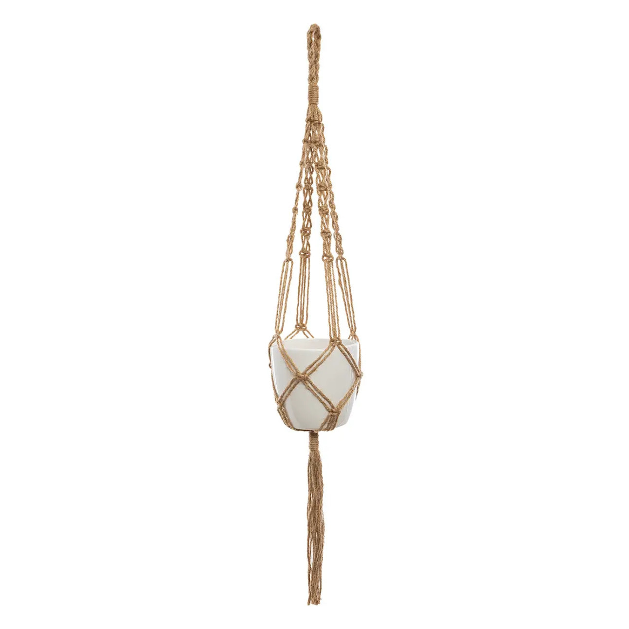 Pot suspendu "Asha" en jute blanc H11,5cm