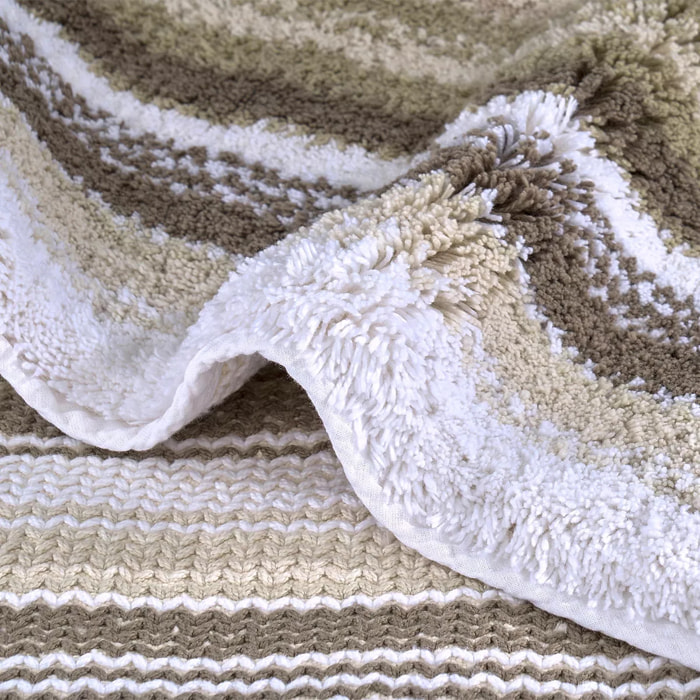 Tapis de bain pur coton 2000 g/m² rayé beige Venice beige