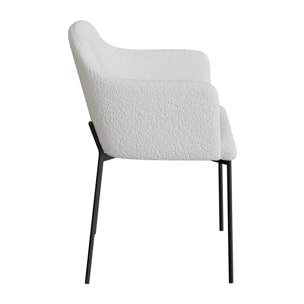 Fauteuil blanc en tissu effet laine bouclette - Glam