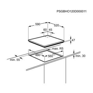 Plaque gaz ELECTROLUX EGT6242NVK/1