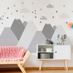 Stickers muraux enfants - Décoration chambre bébé - Autocollant Sticker mural géant enfant montagnes scandinaves ROCKA