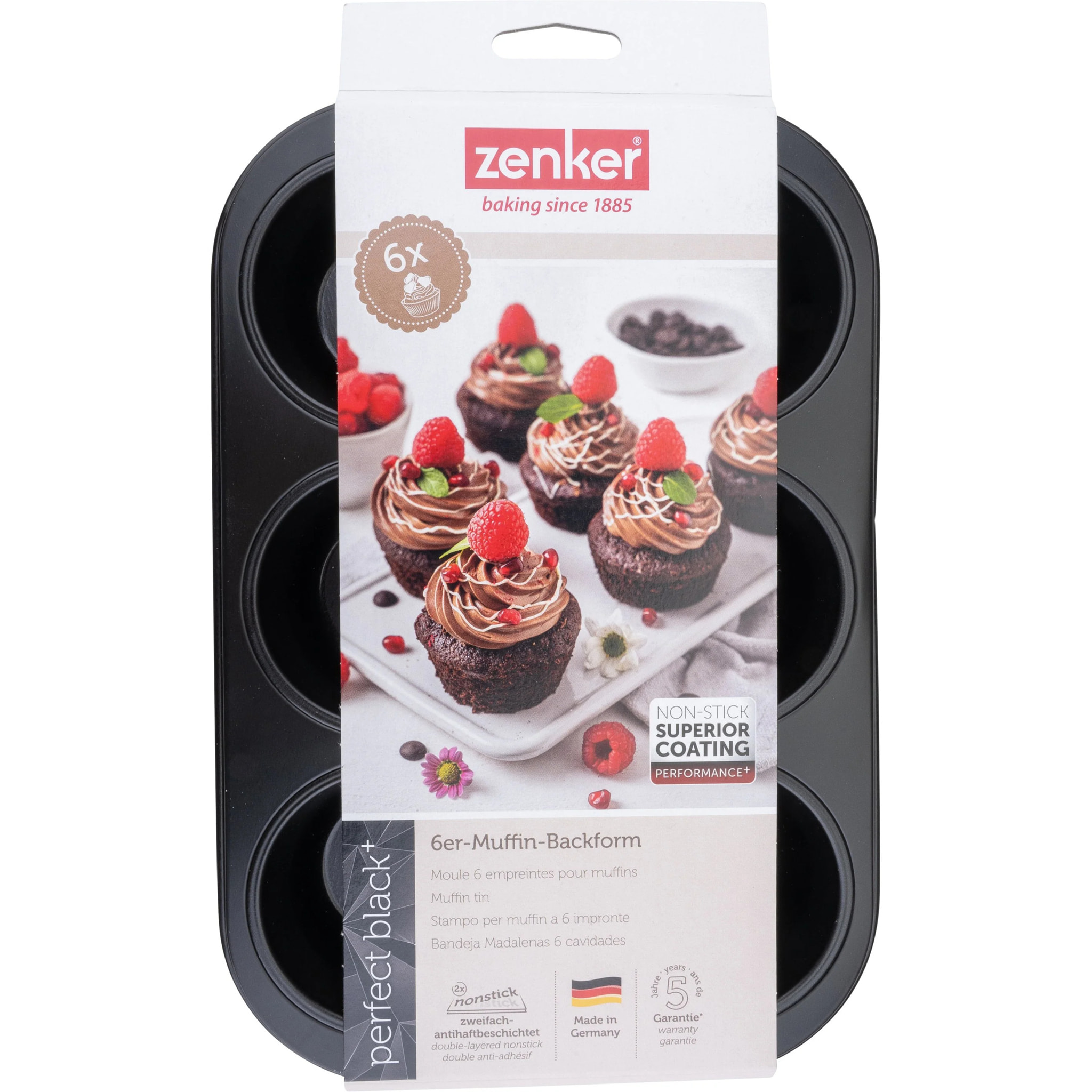 Moule à muffins 6 empreintes 28 x 19 cm Zenker Perfect Black +