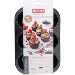Moule à muffins 6 empreintes 28 x 19 cm Zenker Perfect Black +