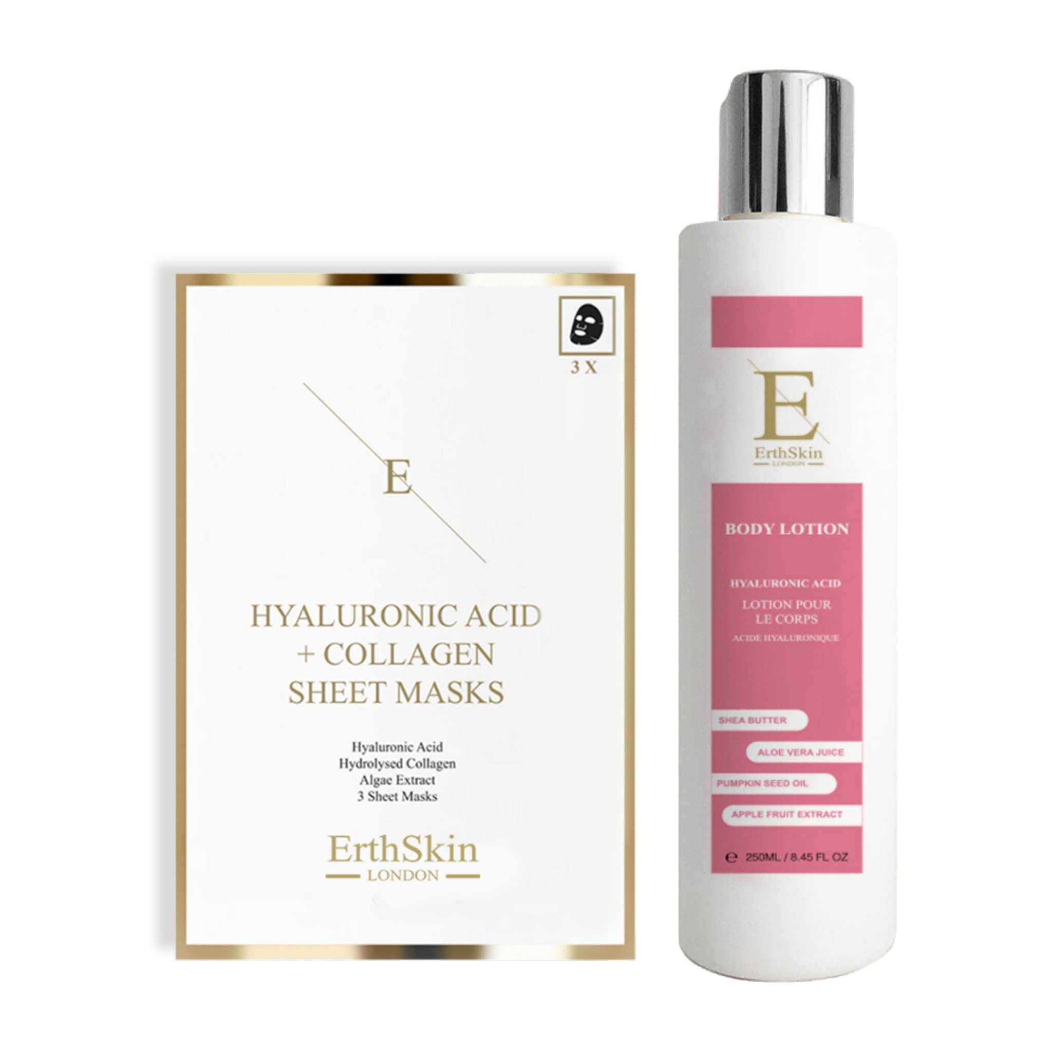 Ácido Hialurónico + Loción Corporal de Colágeno + Mascarilla de Colágeno