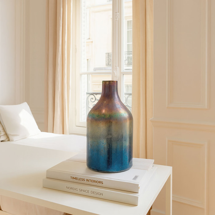 Vase bleu et rose en verre h24cm SUNSET