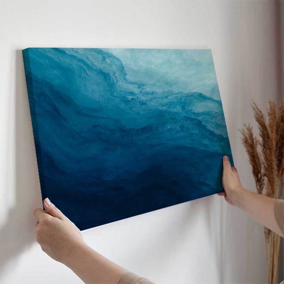 Tableau abstrait vagues bleues Toile imprimée