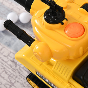 Porteur enfant voiture enfant tank coffre klaxon pistolet à balles jaune