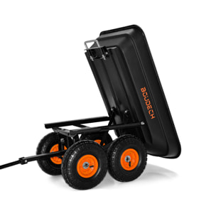 Carrello rimorchio spinta porta attrezzi da giardino ribaltabile max 250kg