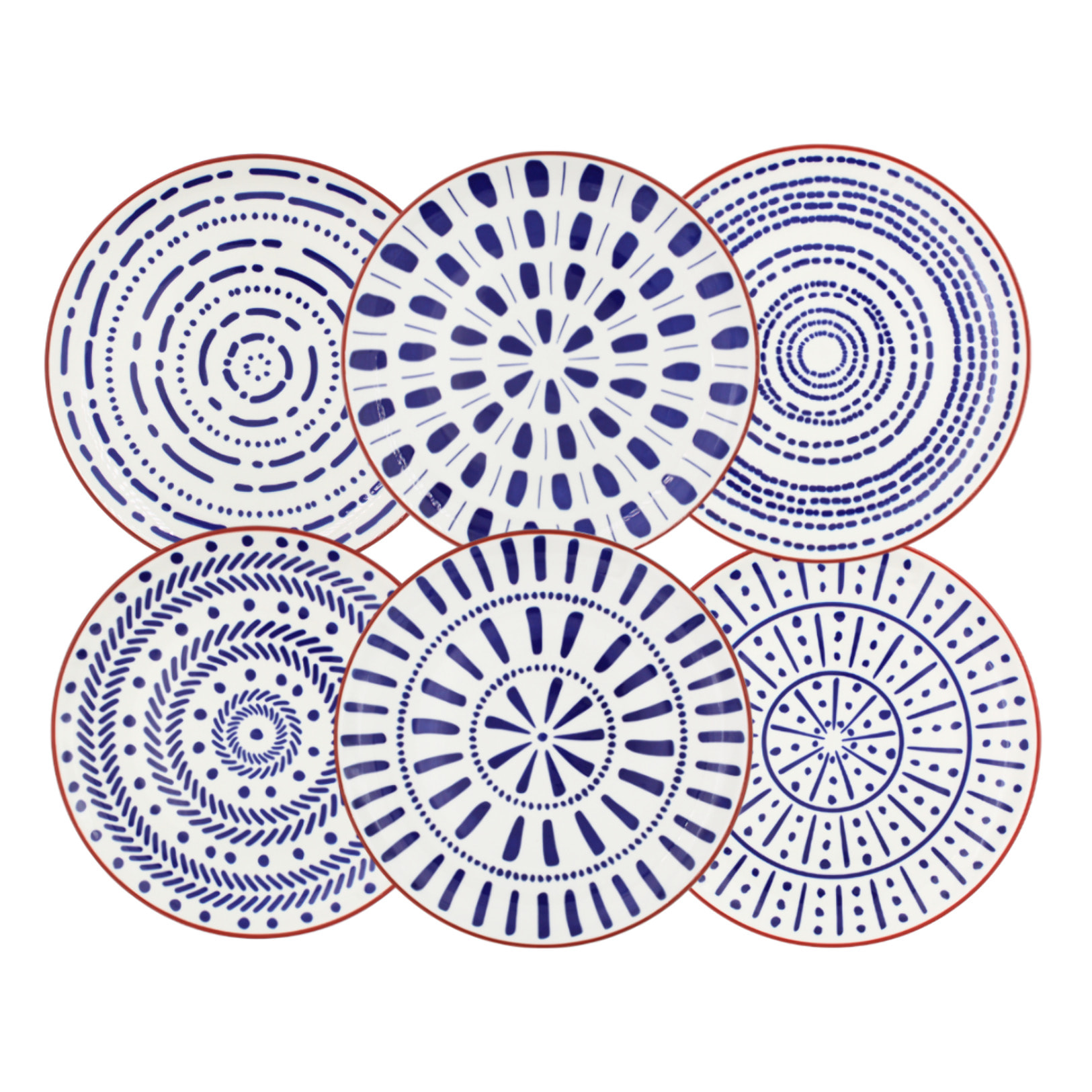 Lot de 6 grandes assiettes, SANTORIN