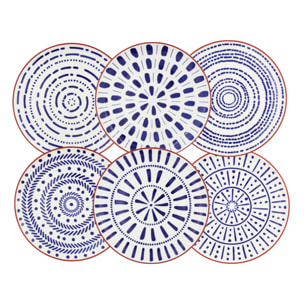 Lot de 6 grandes assiettes, SANTORIN