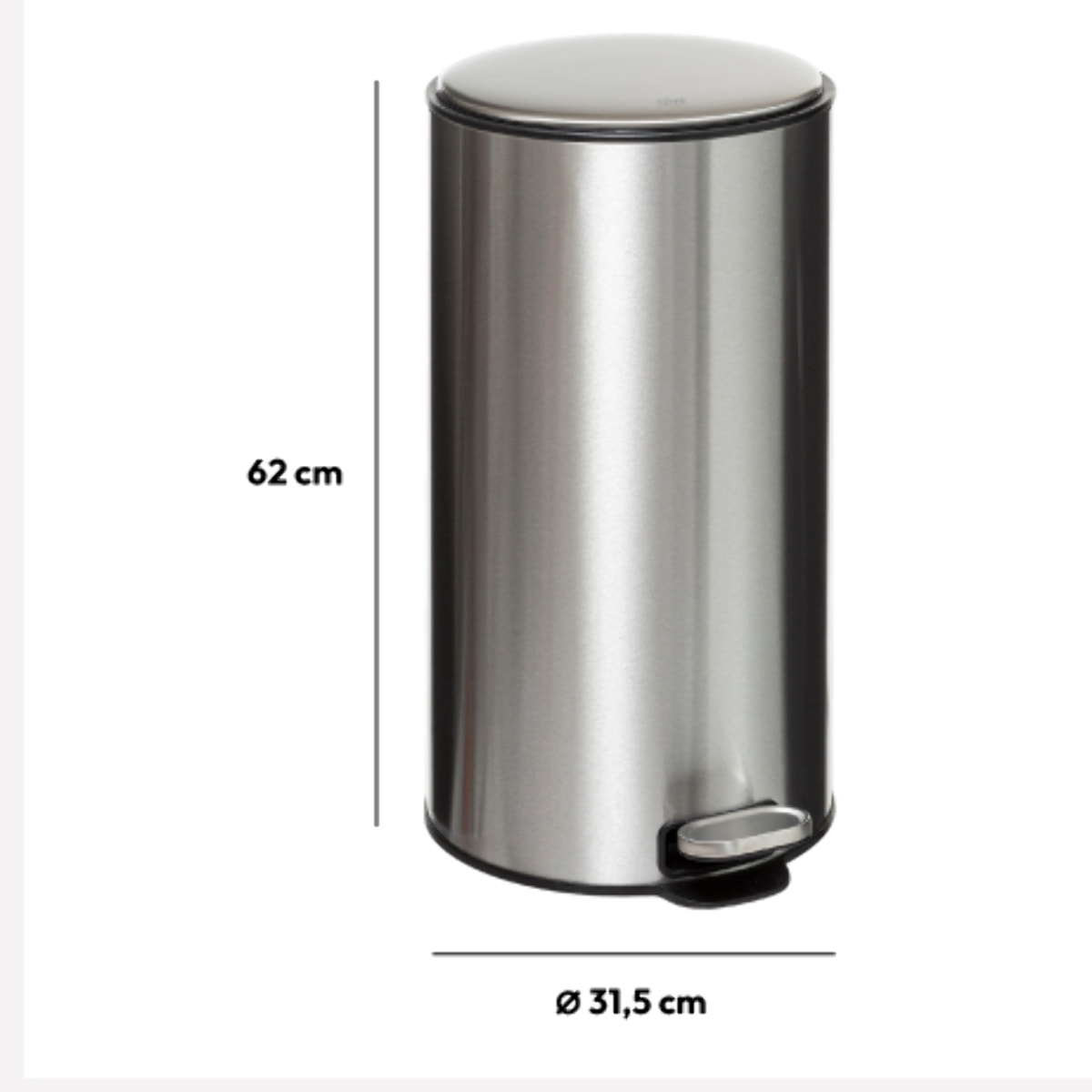 Poubelle métal 30l Inox Delta