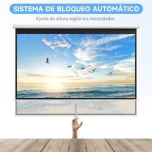 Pantalla de Proyector Manual 120 Pulgadas Pantalla de Proyección Portátil Formato 16:9 con Altura Ajustable para Interior y Exterior Cine en Casa Patio 266x149 cm Blanco