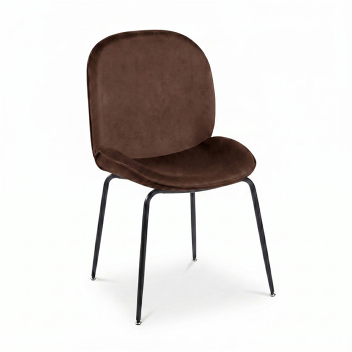 Sedia Imbottita in Effetto Velluto con Gambe in Acciaio, Design Moderno ed Elegante per Sala da Pranzo, Cucina, Soggiorno, Studio e Ufficio