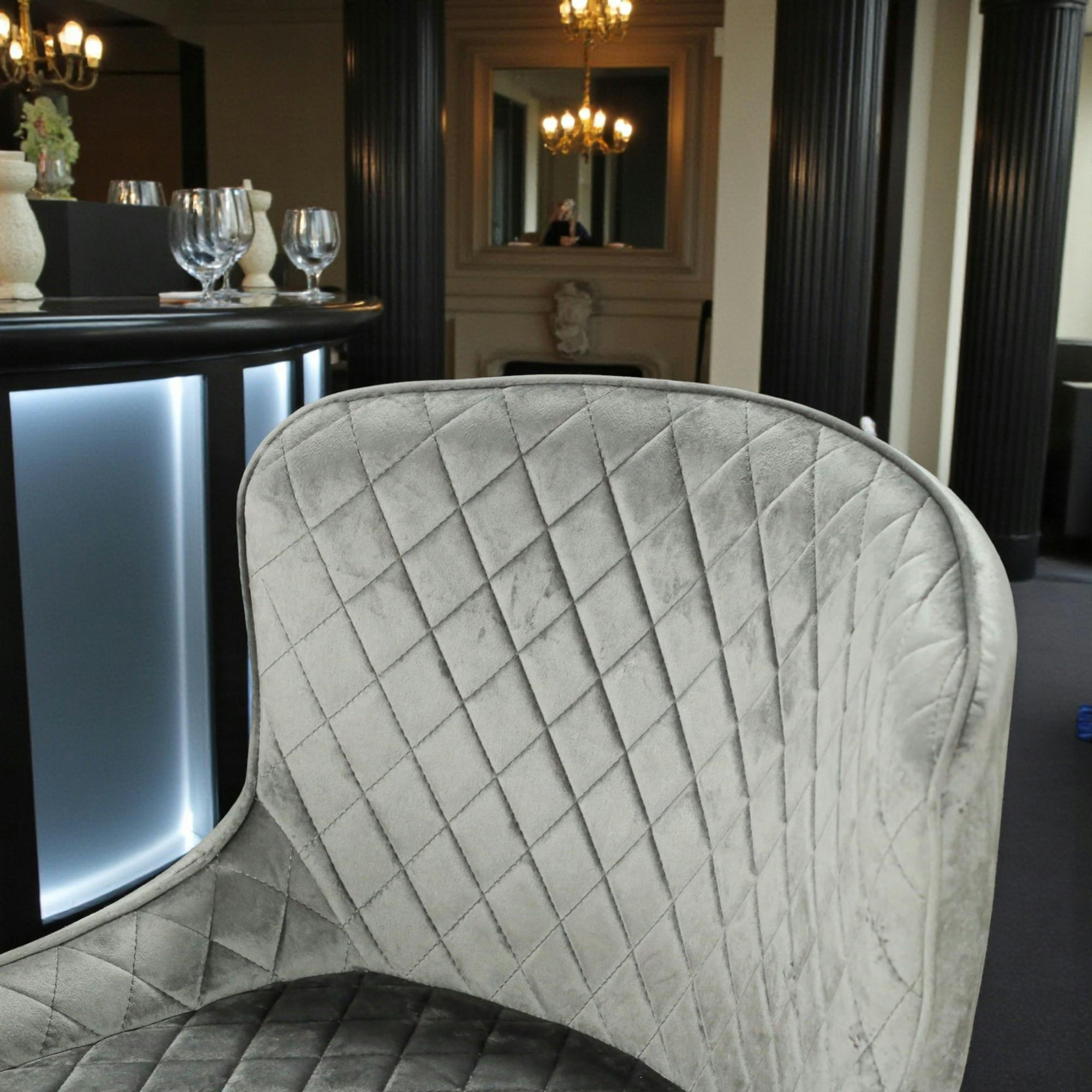 Chaise de bar velours gris (lot de 2) ARLINGTON