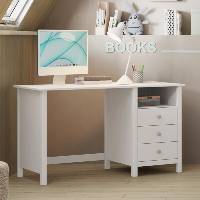 Bureau enfant 3 tiroirs en bois massif - MELVIN