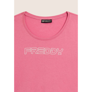 T-shirt Manica Corta con Logo FREDDY in Outline Glitter