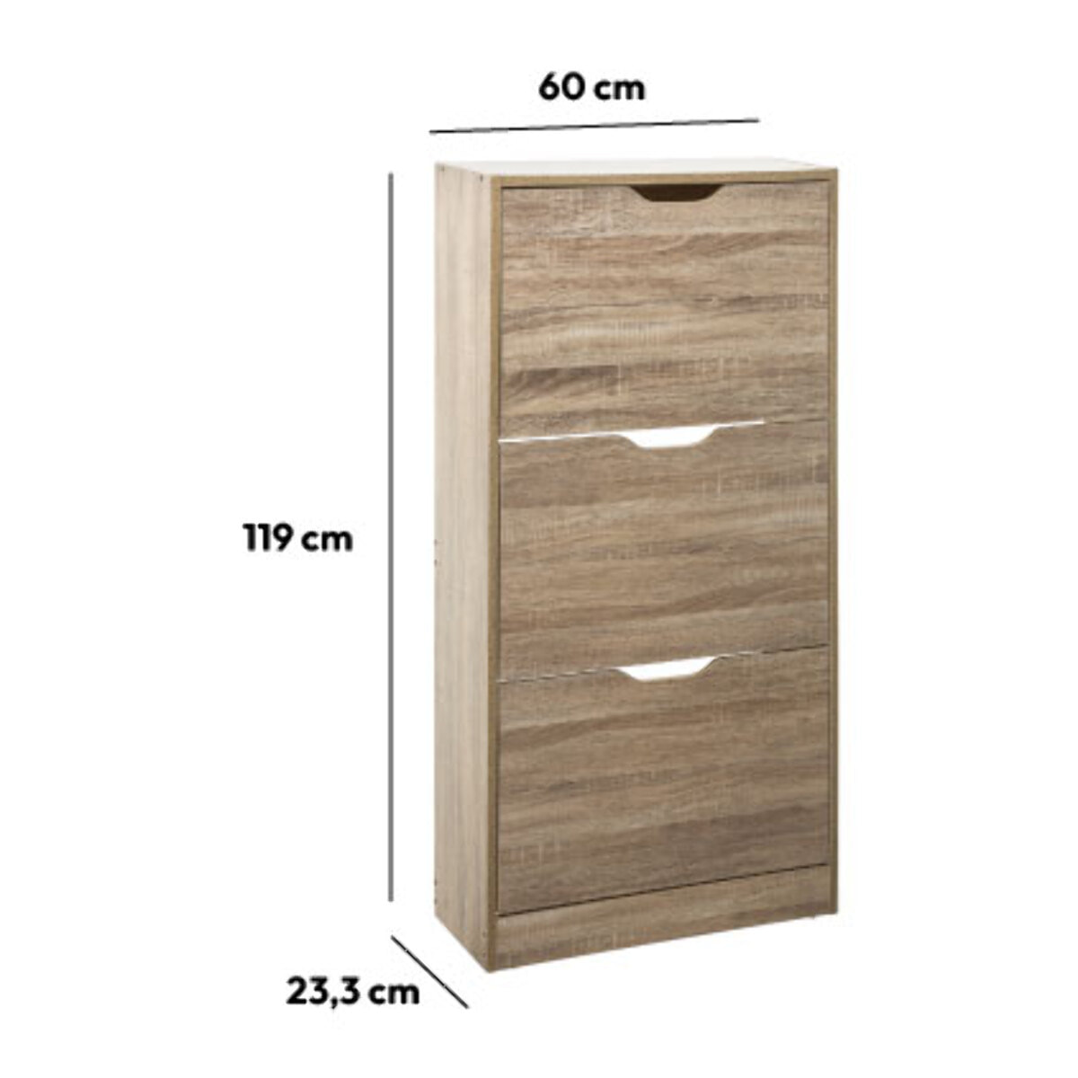 Meuble range-chaussures 3 tiroirs effet chêne naturel