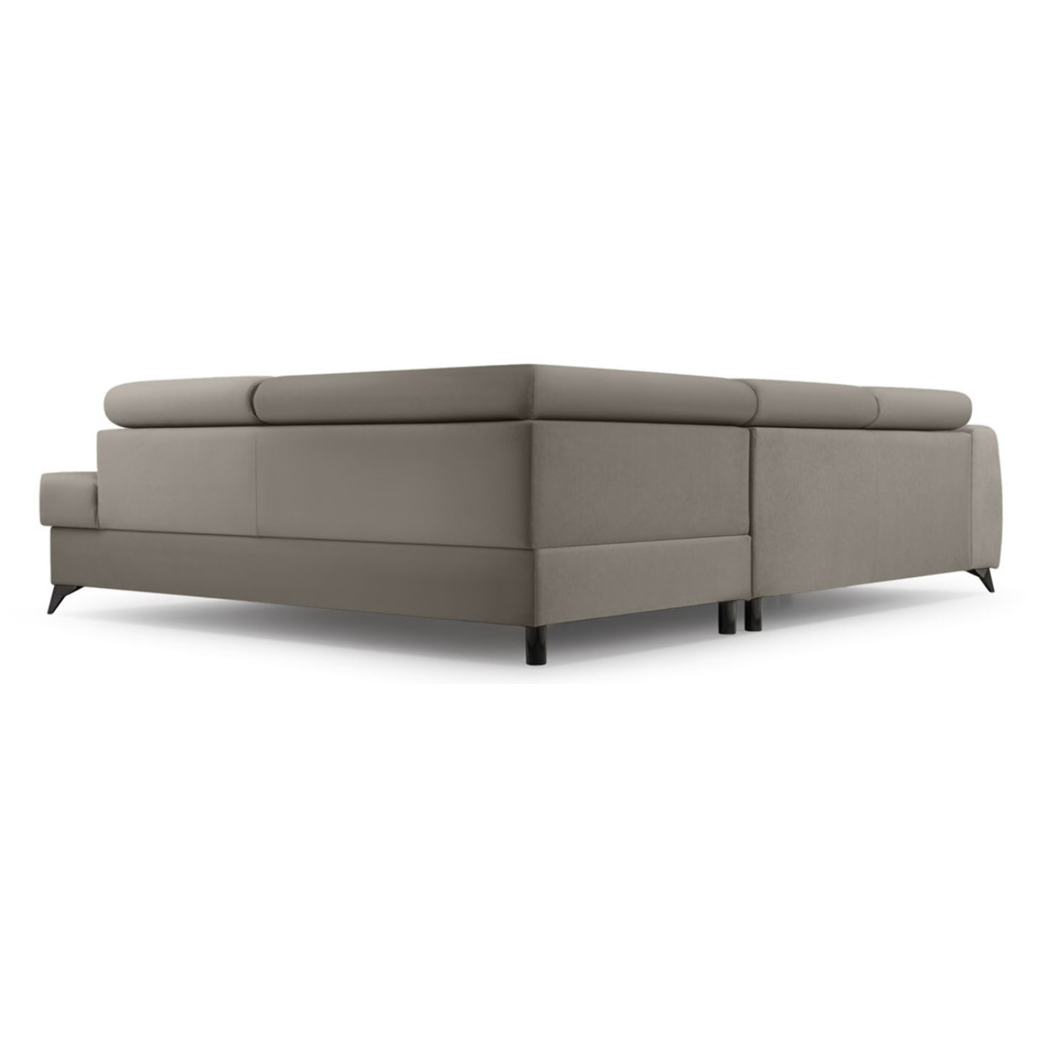 Aneta - canapé d'angle droit 5 places - convertible avec coffre et têtières - en velours - Taupe