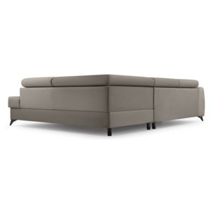 Aneta - canapé d'angle droit 5 places - convertible avec coffre et têtières - en velours - Taupe
