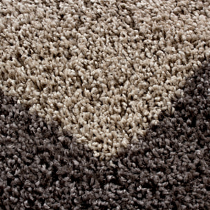 OTTA - Tapis shaggy à poils longs motif cadre Taupe